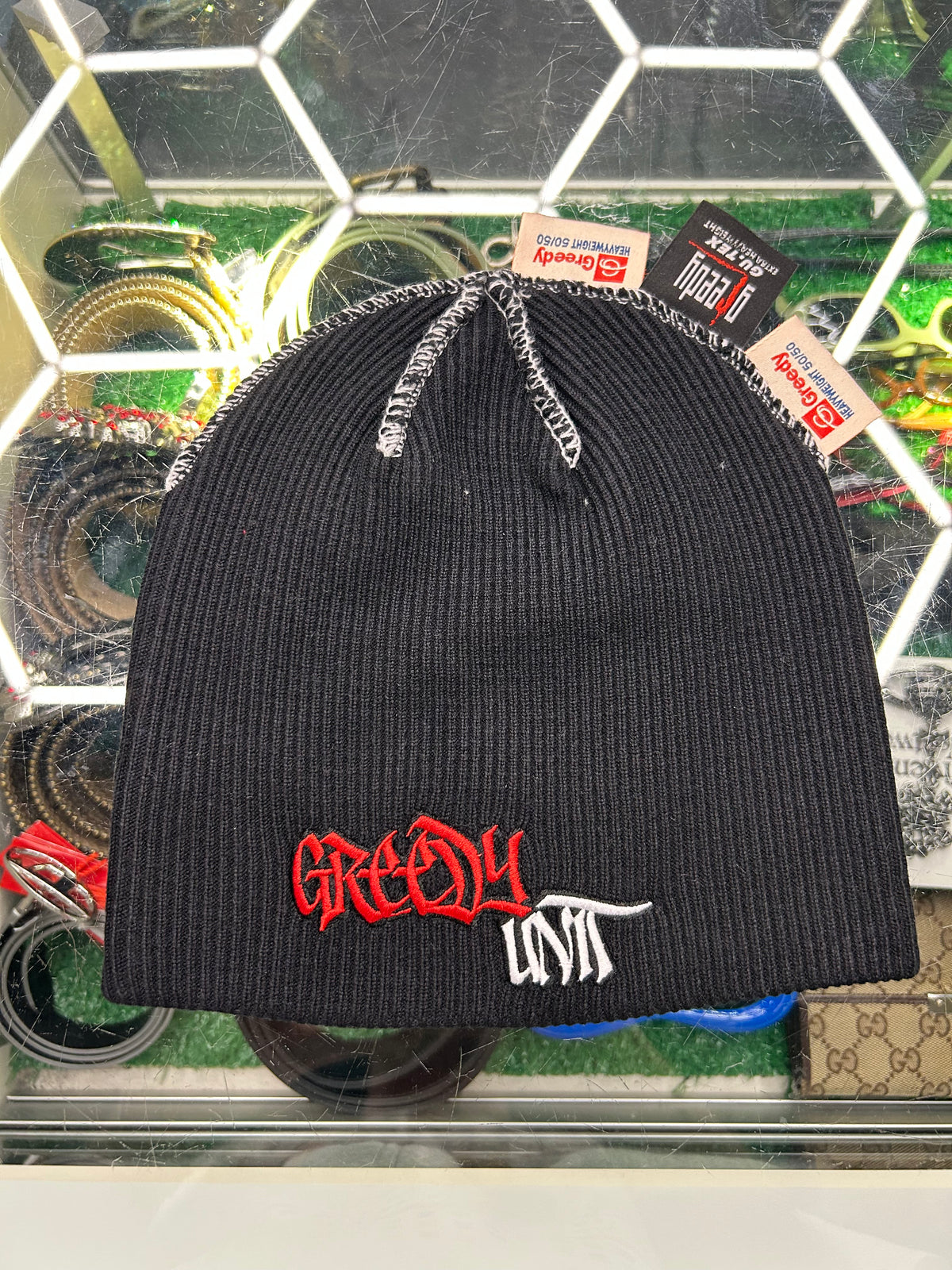 GREEDY UNIT MULTI TAG BEANIE (BRAND NEW)