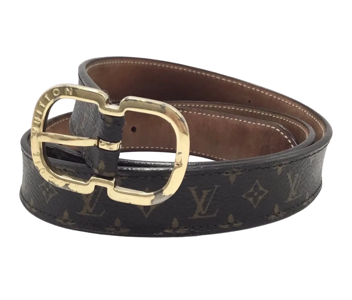 LOUIS VUITTON MONOGRAM LEATHER SANGLE BELT (PRE-OWNED)