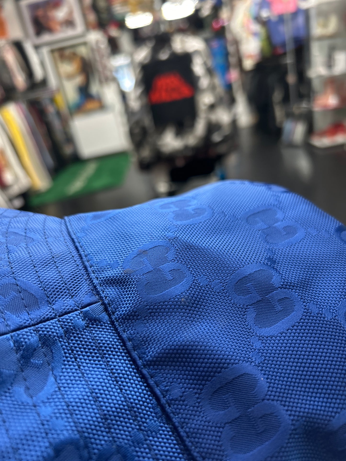 GUCCI OFF THE GRID BUCKET HAT “BLUE” (BRAND NEW W/ DEFECT)