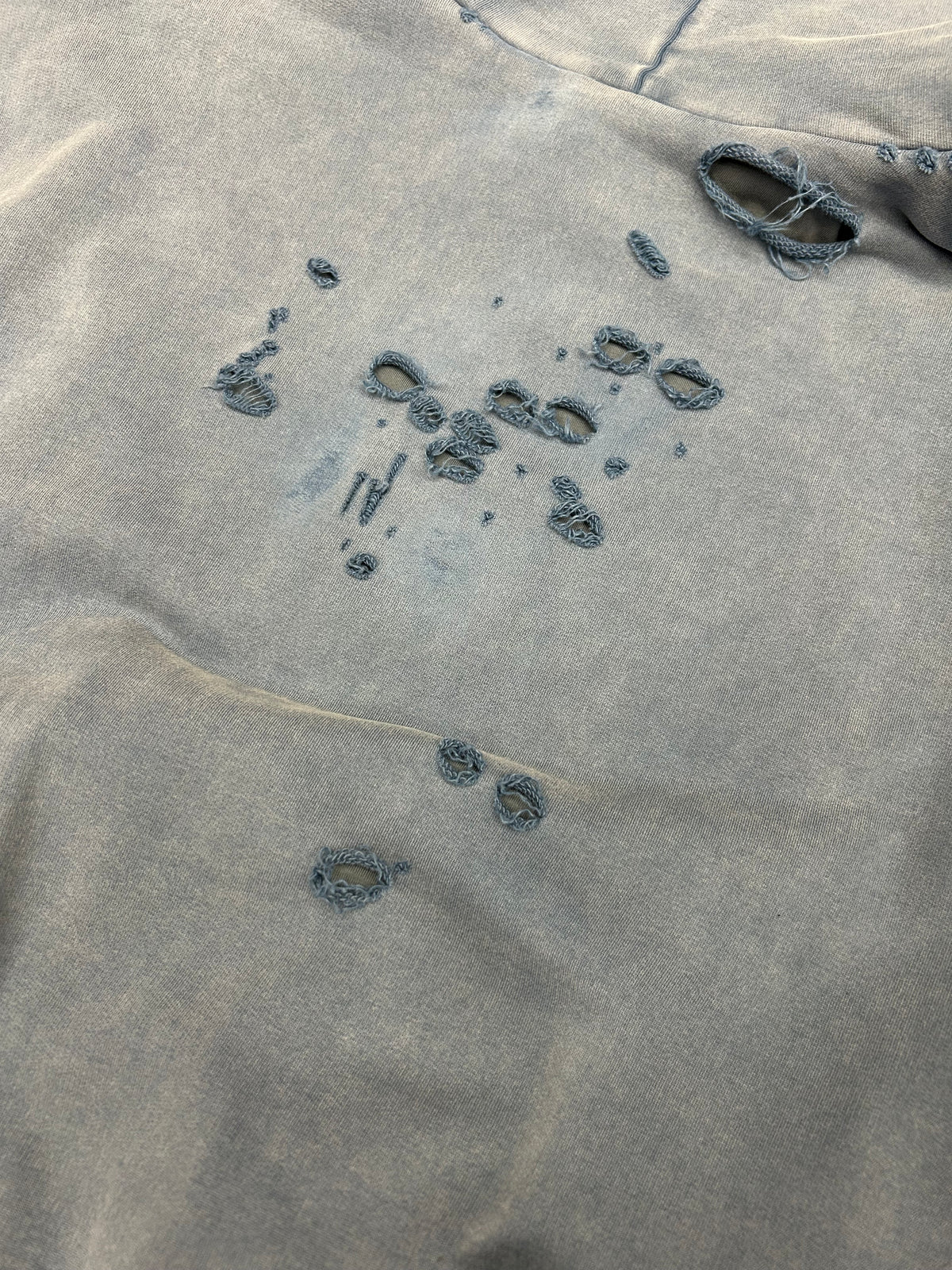 BALENCIAGA WASHED DESTRUCTION HOODIE BLUE (PRE-OWNED)