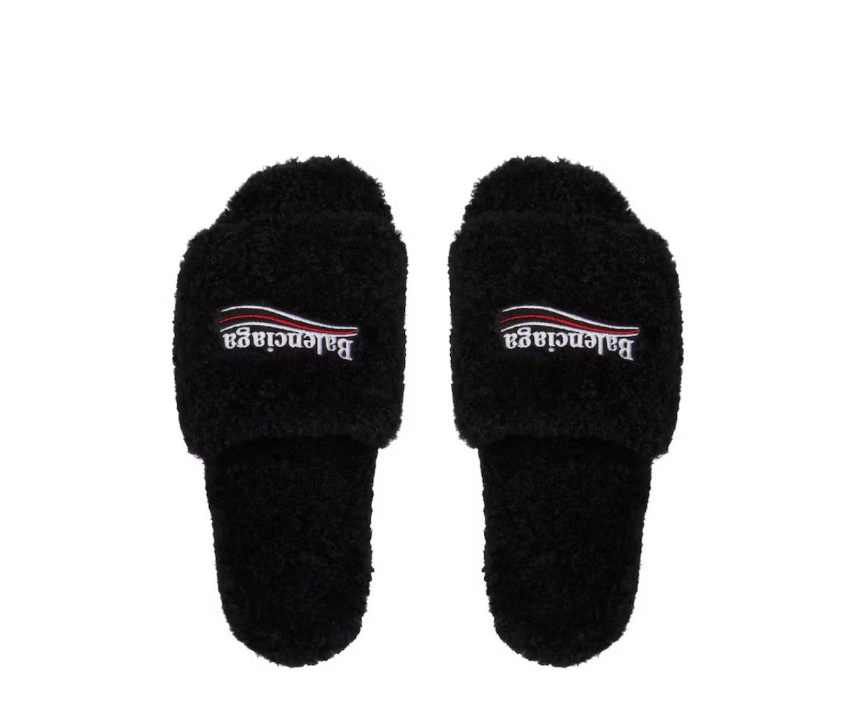 BALENCIAGA FURRY SLIDES BLACK (PRE-OWNED W/ BOX)