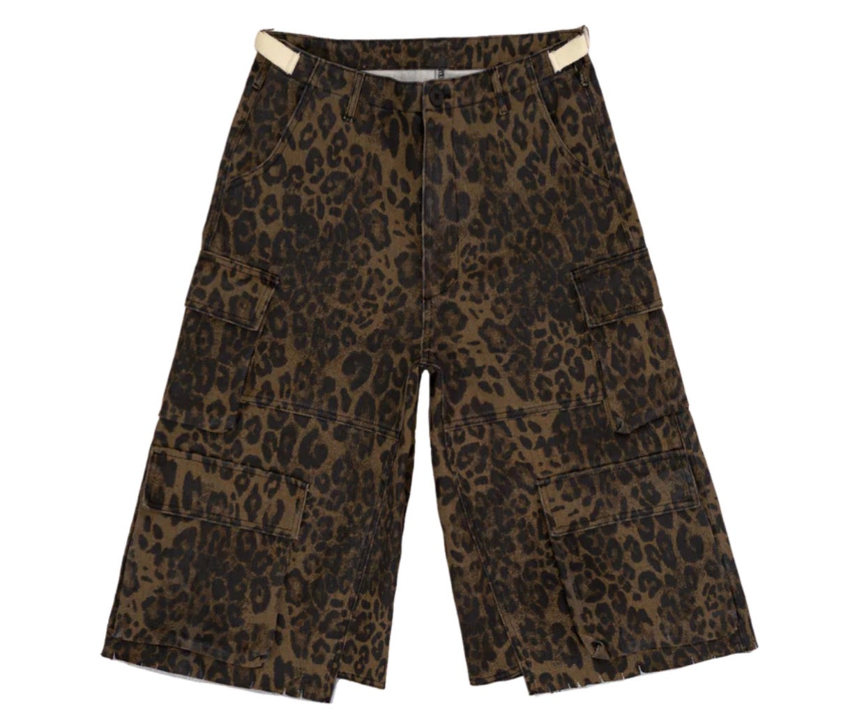 BRAVEST STUDIOS LEOPARD BAGGY CARGO SHORTS (BRAND NEW)