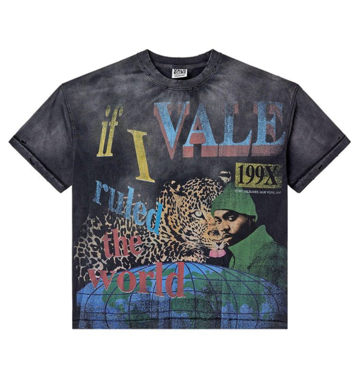 VALE USA DA WORLD BLACK FADED TEE (BRAND NEW)