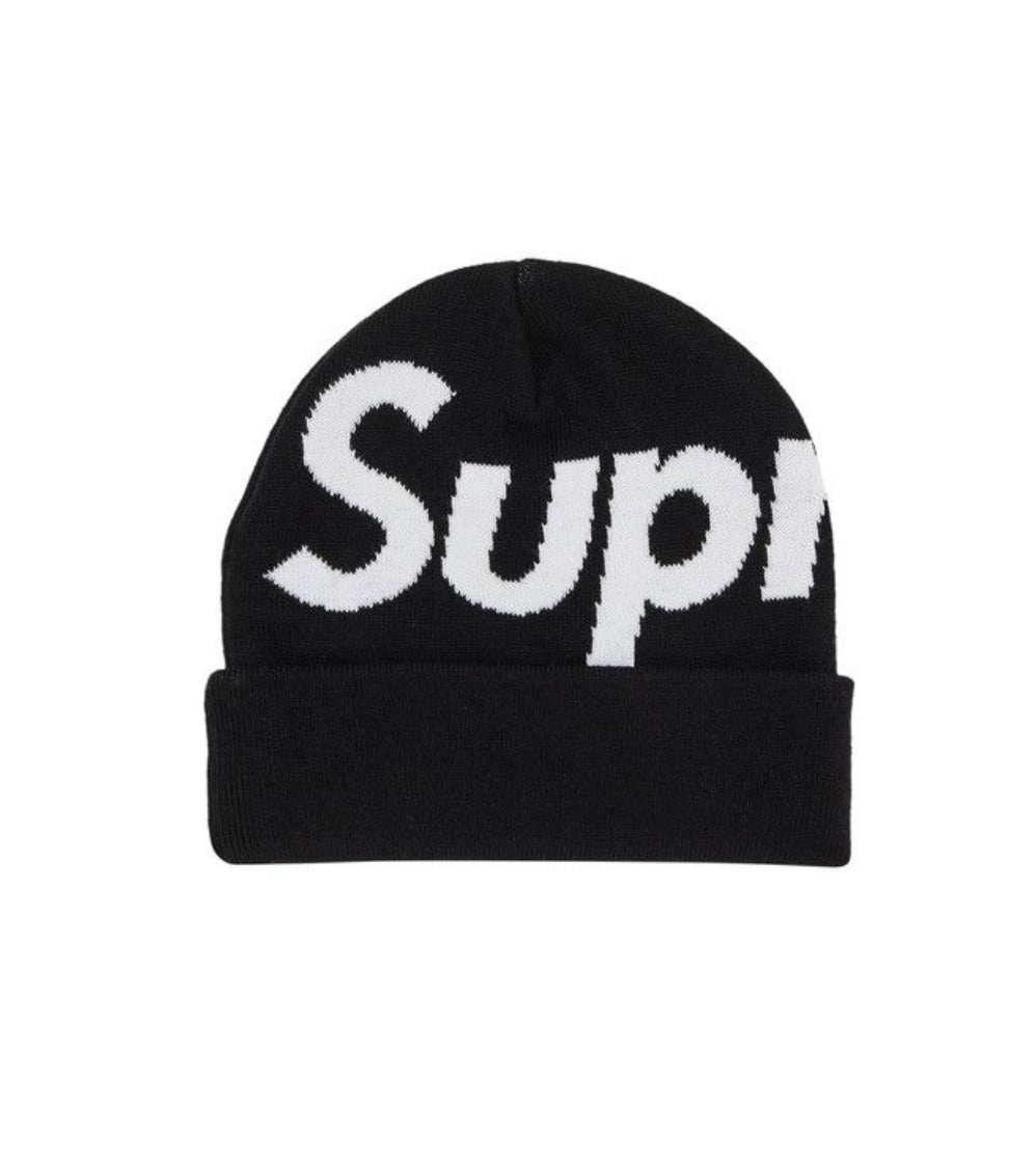 SUPREME BIG LOGO BLACK BEANIE (BRAND NEW)