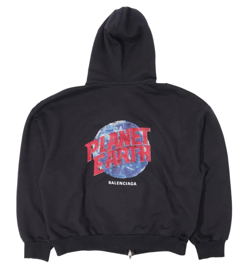 BALENCIAGA PLANET EARTH ZIP UP HOODIE (PRE-OWNED)