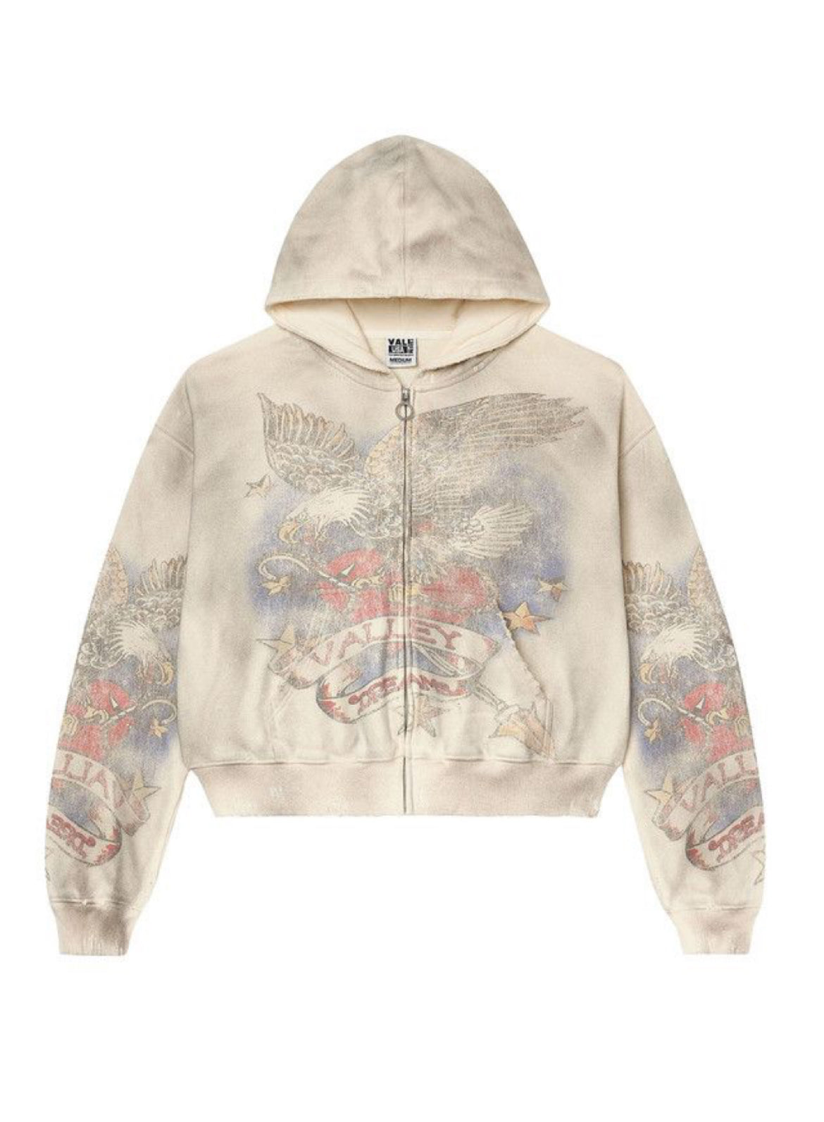 VALE VALLEY FOREVER NOSTALGIA CREAM ZIP UP TATTERED (BRAND NEW)