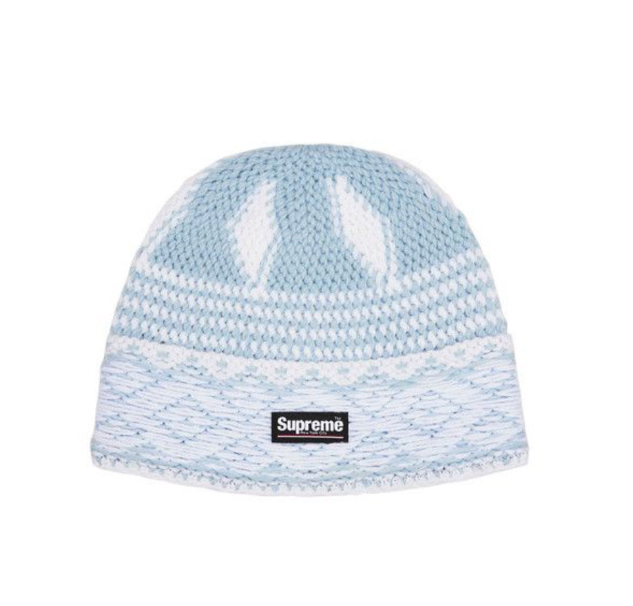 SUPREME KNIT DIAMOND LIGHT BLUE BEANIE (BRAND NEW)