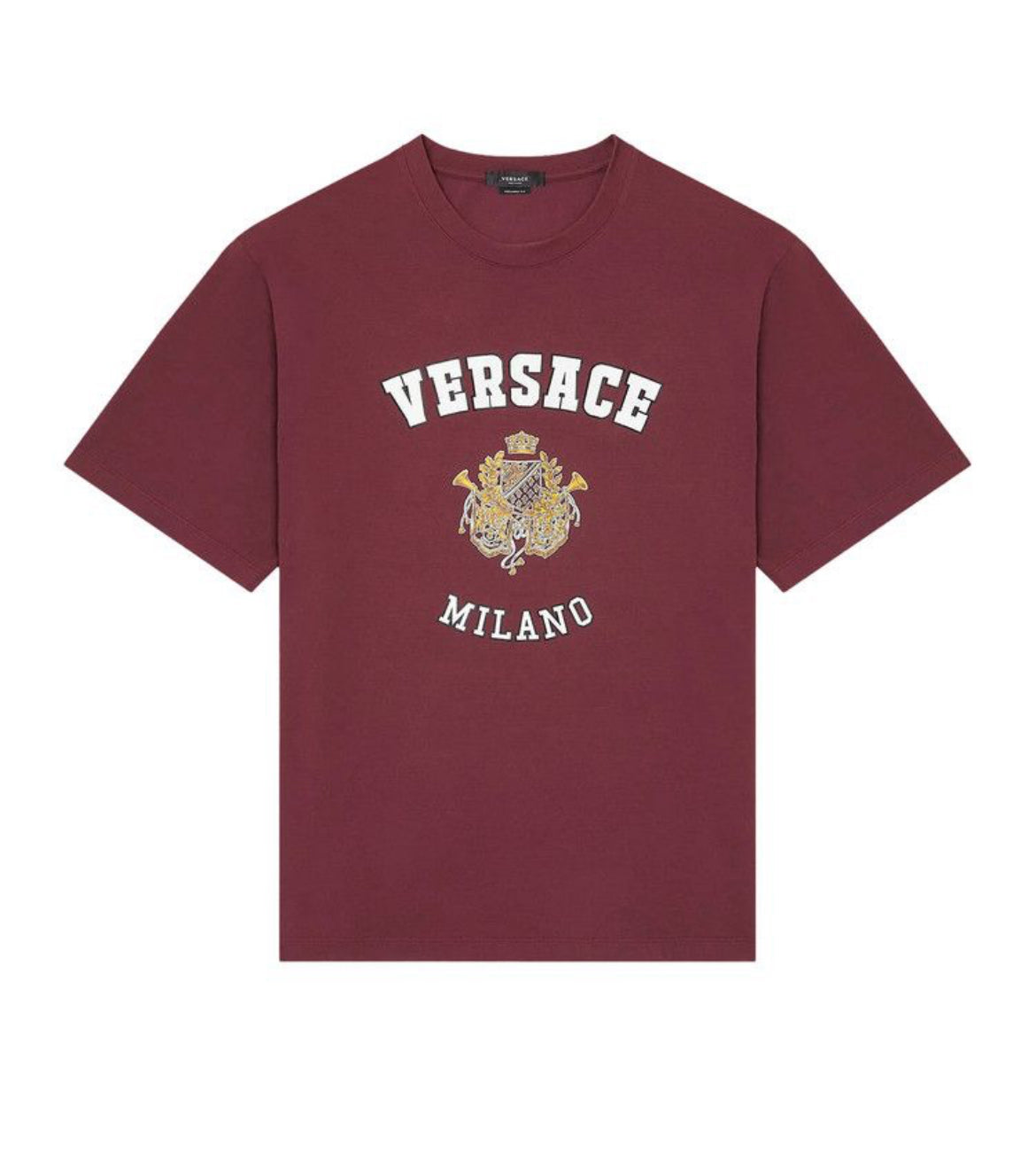 VERSACE MILANO BURGUNDY COLLEGE TEE (PRE-OWNED)