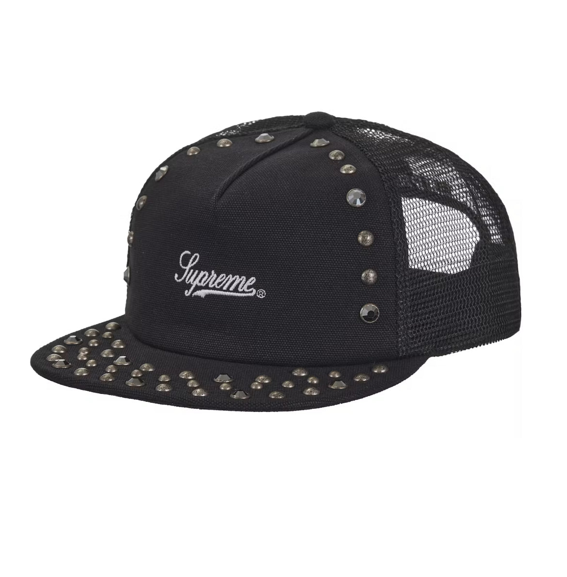 SUPREME B.B. SIMONS STUDDED MESH BLACK TRUCKER HAT (BRAND NEW)