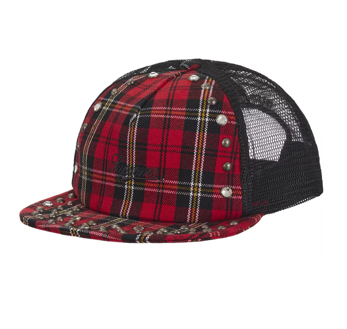 SUPREME B.B. SIMONS STUDDED MESH PLAID TRUCKER HAT (BRAND NEW)