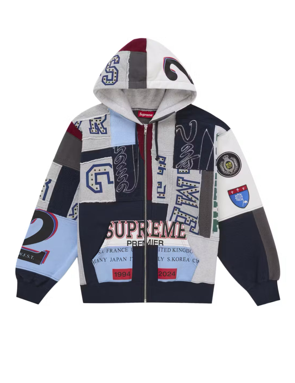 SUPREME PATCHWORK ZIP UP HOODIE (PRE-OWNED)