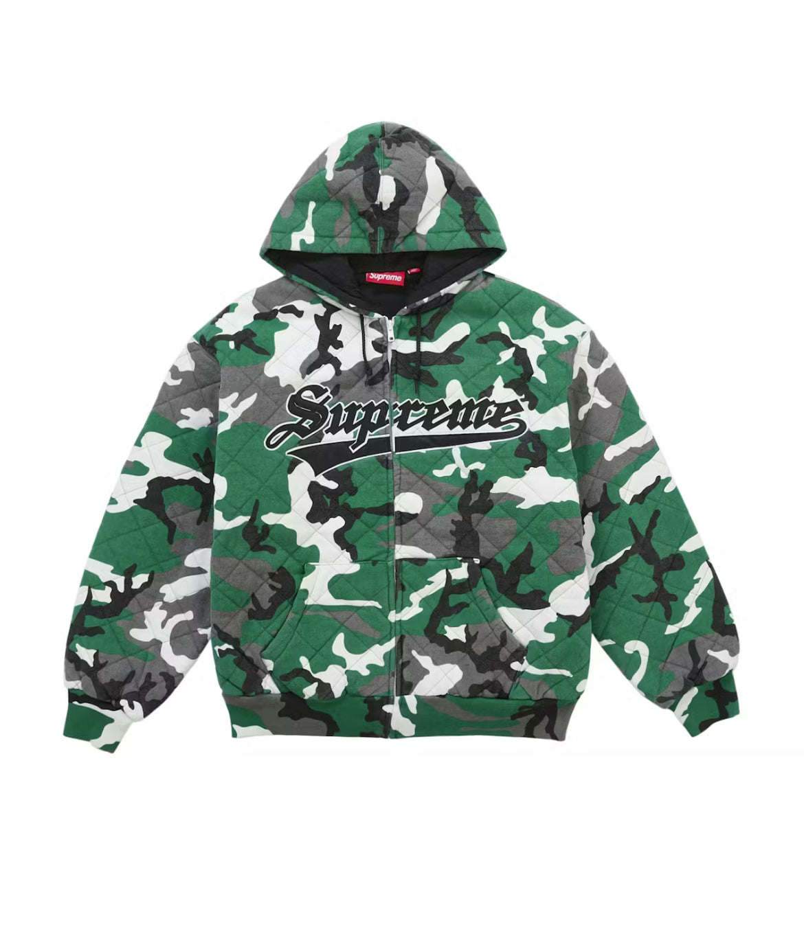 SUPREME QUILTED CAMO ZIP UP HOODED SWEATSHIRT (BRAND NEW)