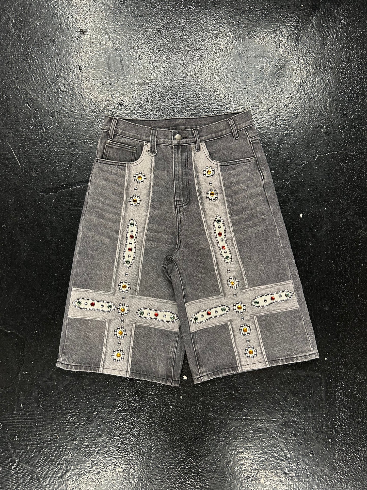 BRAVEST STUDIOS GREY DENIM JORTS (BRAND NEW)