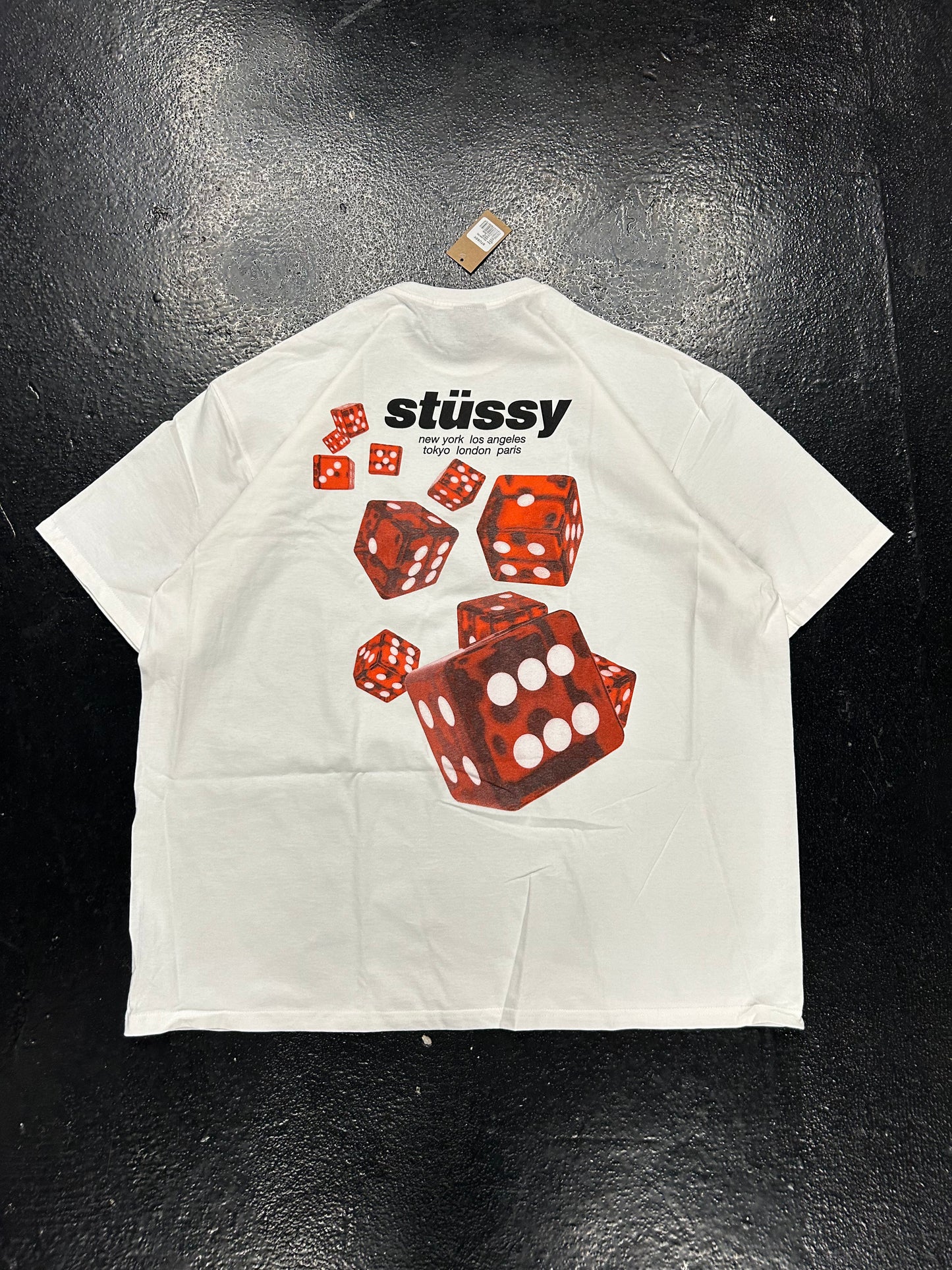 STUSSY RED DICE WHITE TEE (BRAND NEW)