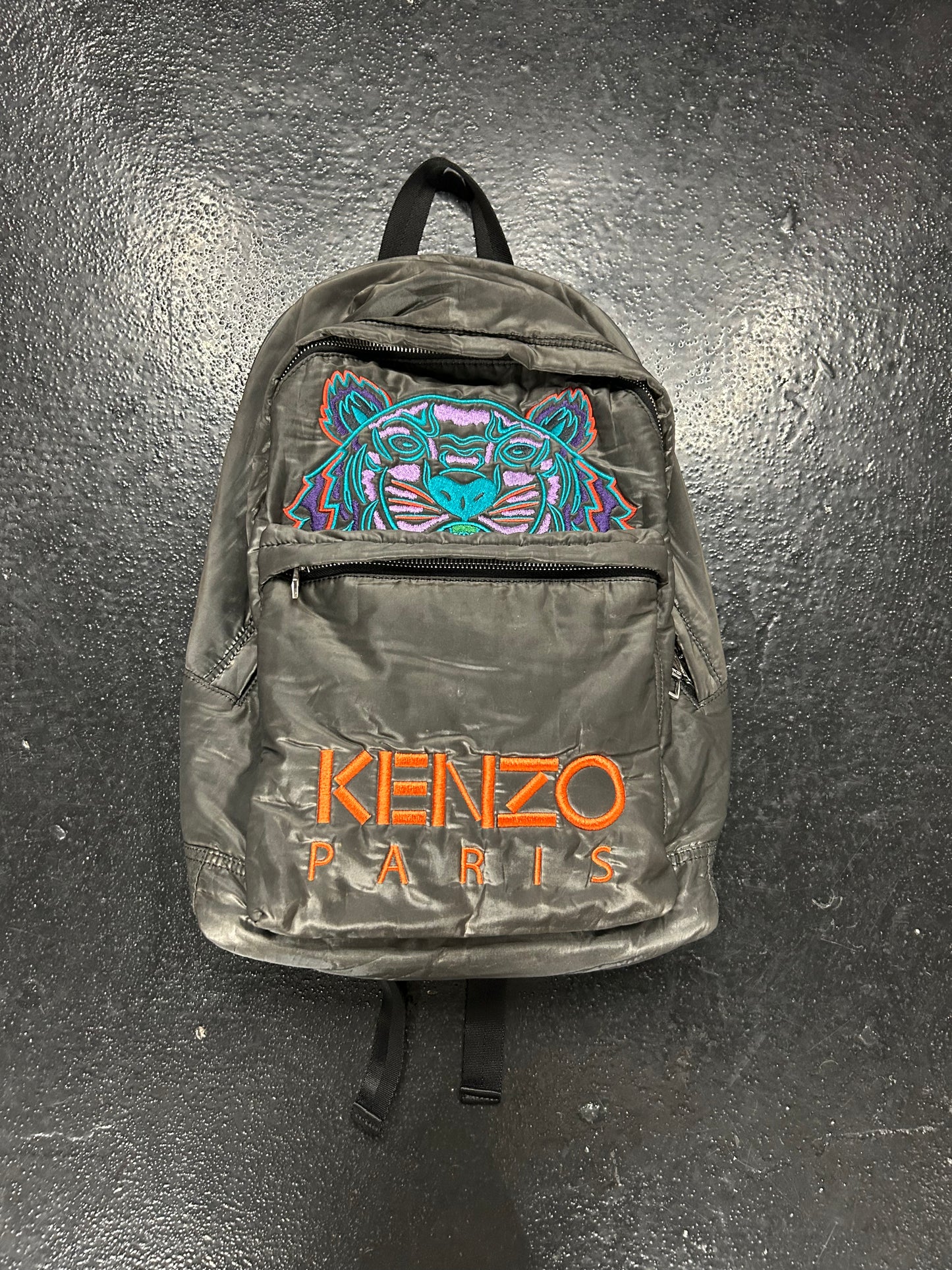 KENZO BLACK REFLECTIVE TIGER BACKPACK (PRE-OWNED)
