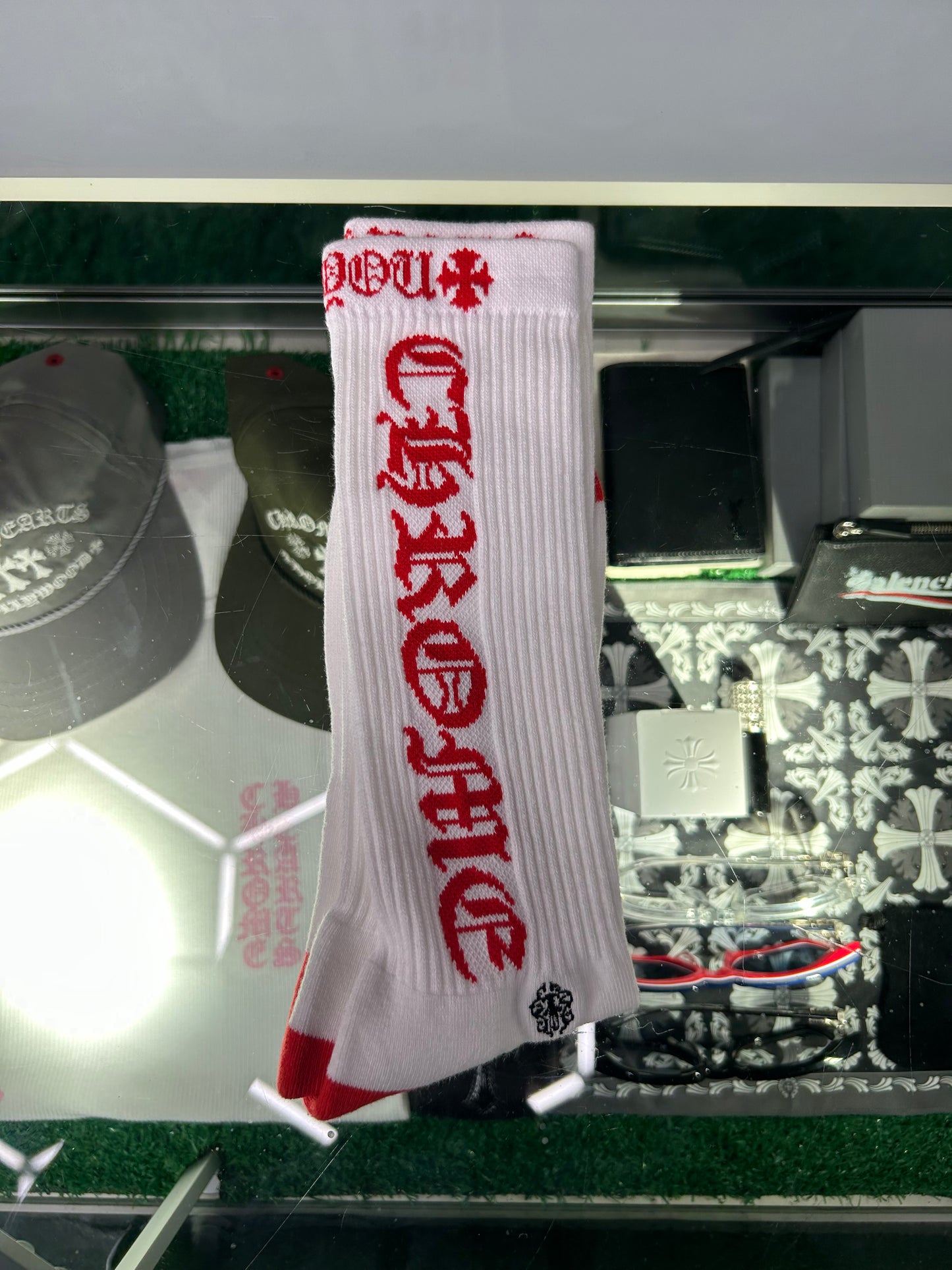 CHROME HEARTS WHITE SPELLOUT SOCKS (BRAND NEW)