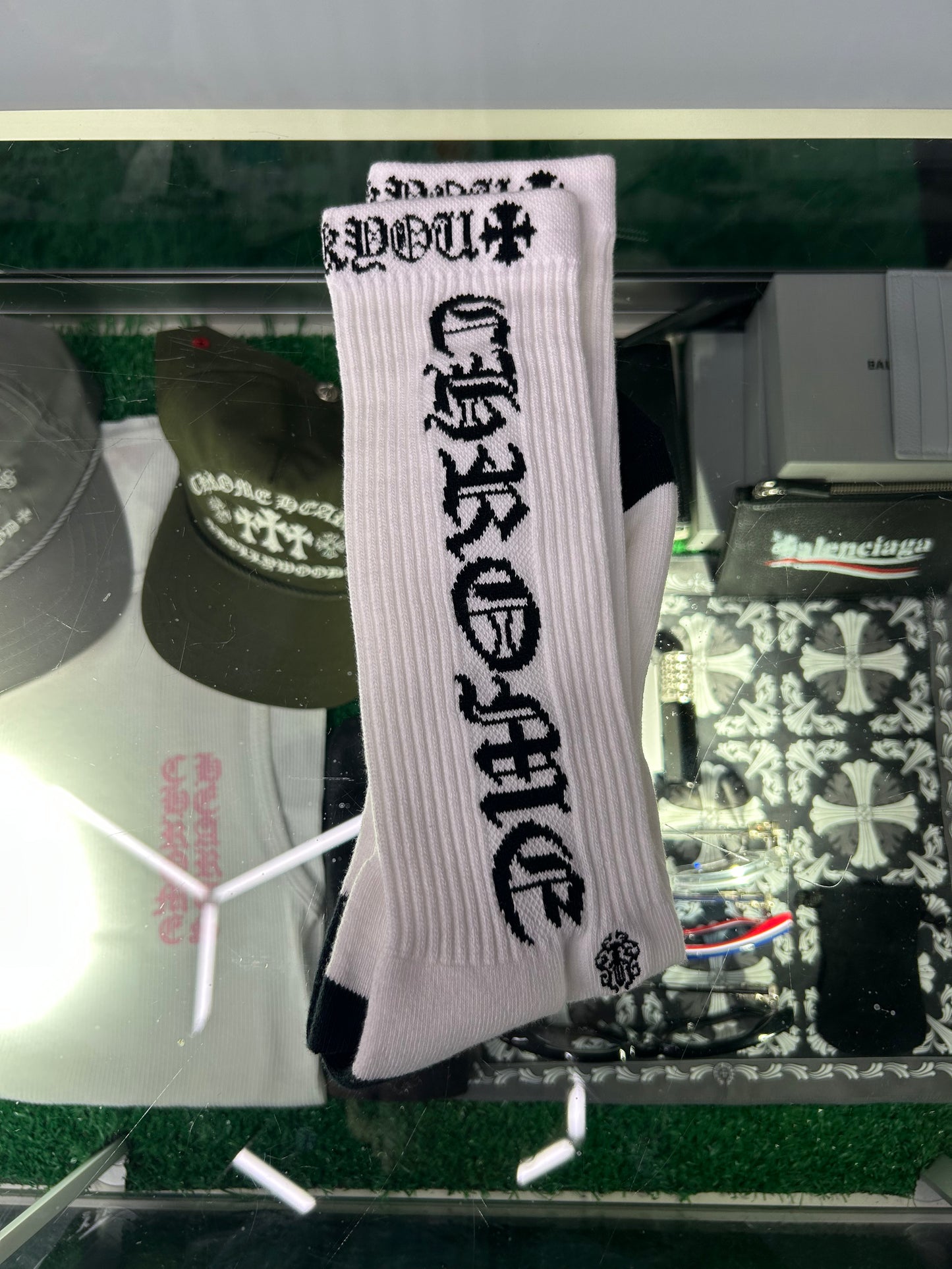 CHROME HEARTS WHITE SPELLOUT SOCKS (BRAND NEW)