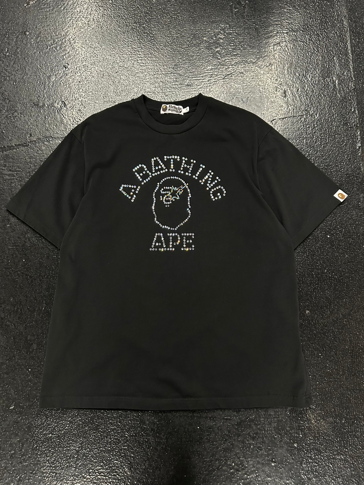 BAPE BATHING APE BEDAZZLED BLACK TEE (PRE-OWNED)