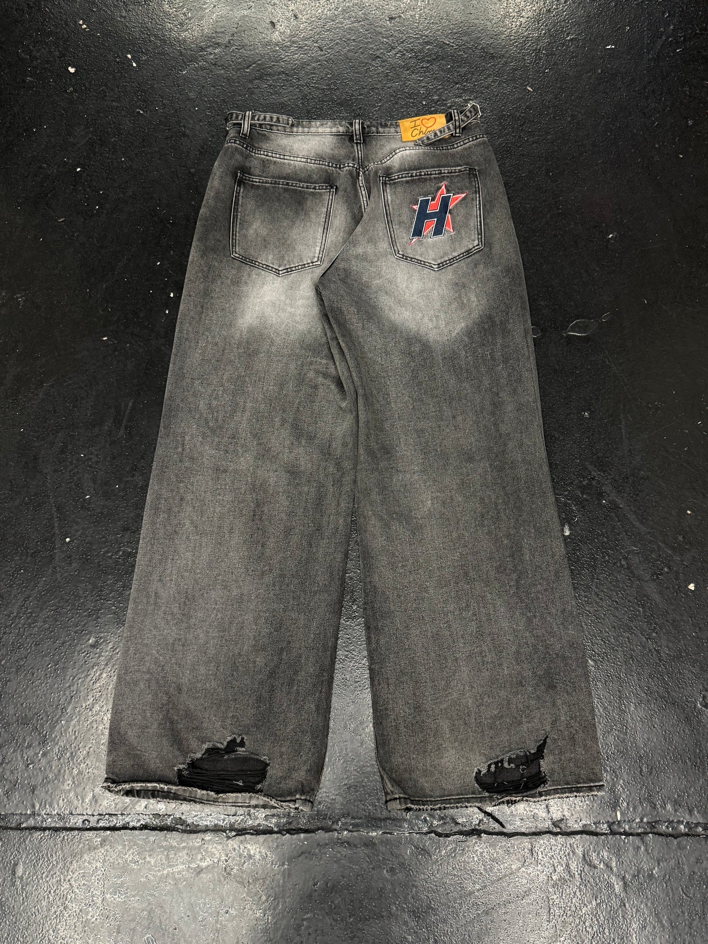 HAPPY MEMORIES HMDD H STAR CRYSTAL DENIM PANTS (PRE-OWNED)