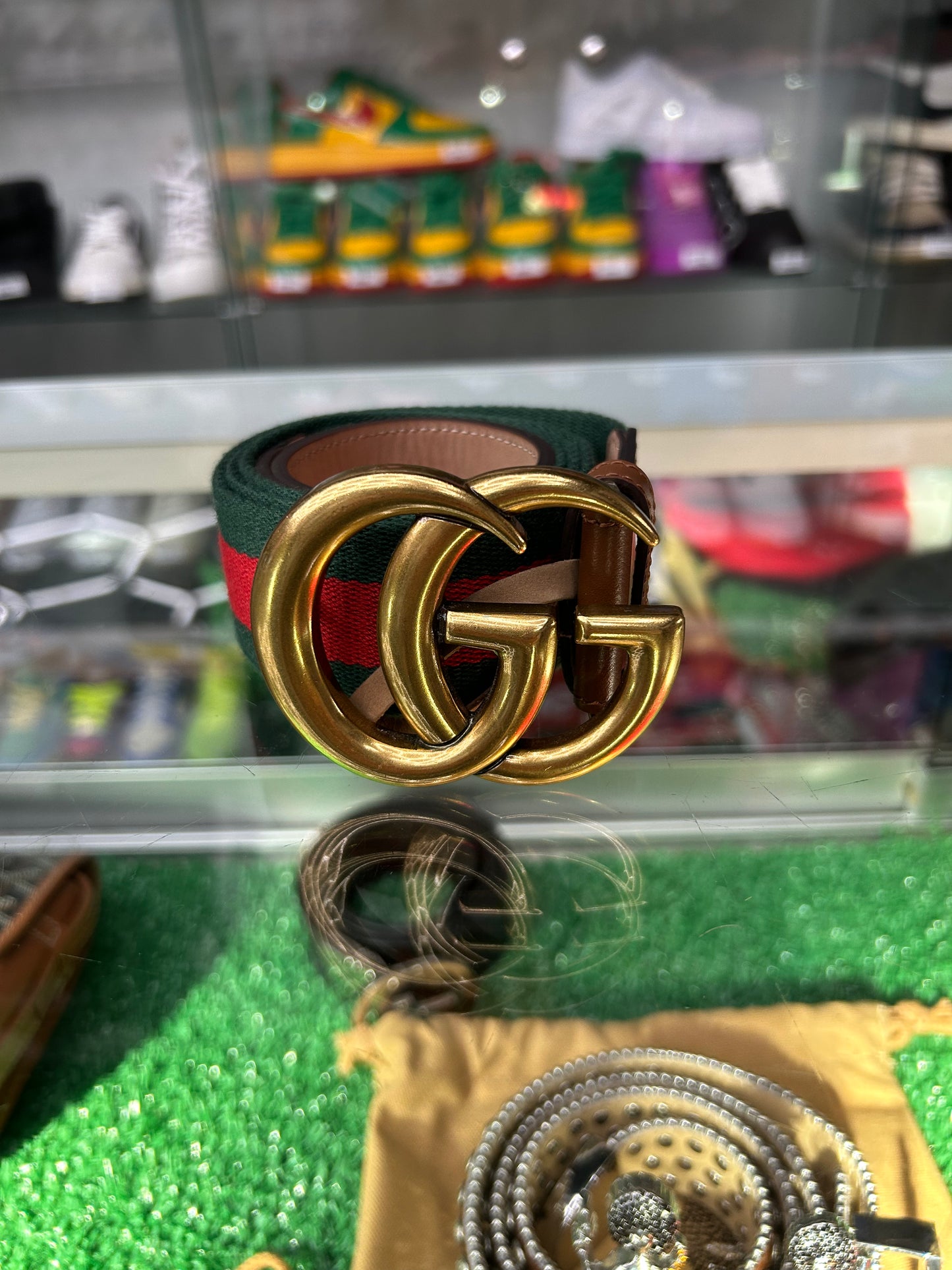 GUCCI GOLD GREEN/ RED BELT (PRE-OWNED)
