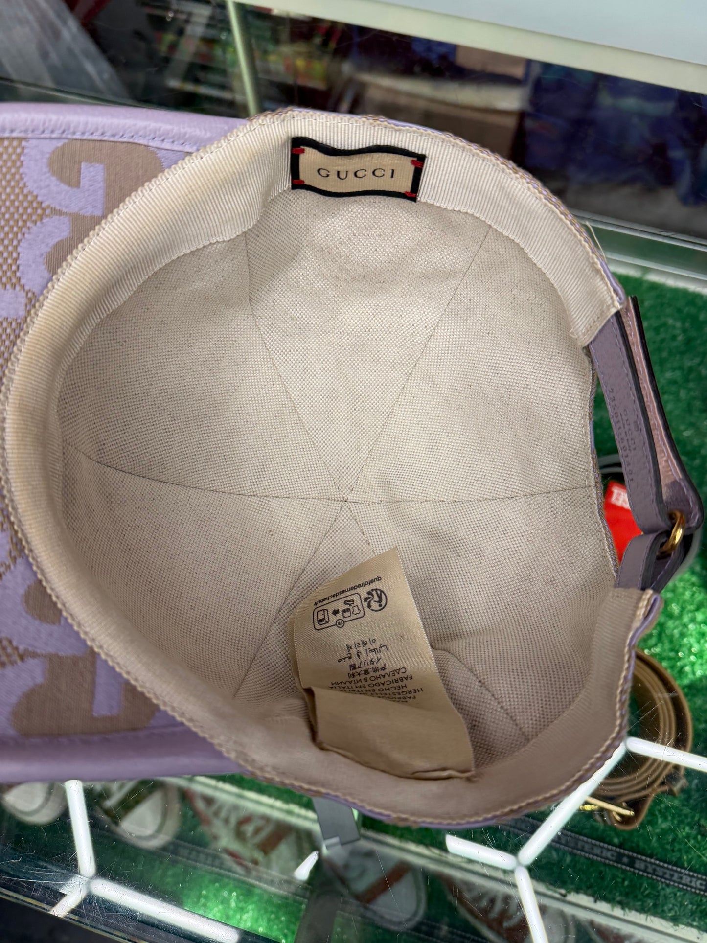 GUCCI BEIGE MAXI GG CANVAS HAT (PRE-OWNED)