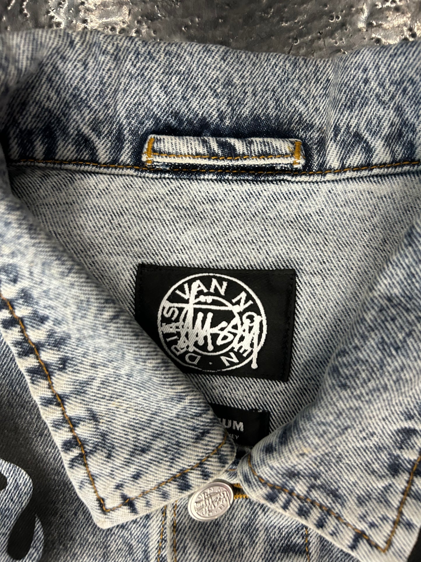 STUSSY X DRIES VAN NOTEN STENCIL DENIM JACKET (PRE-OWNED)