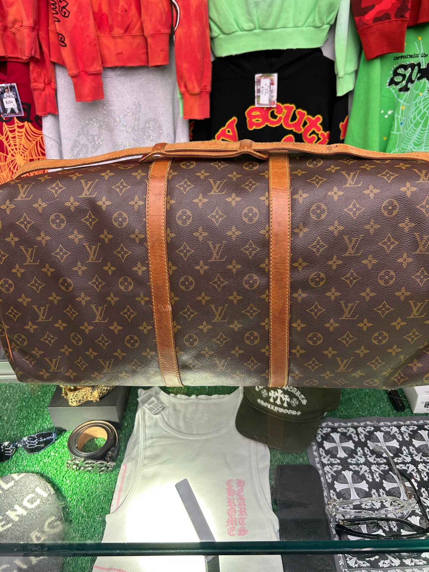 LOUIS VUITTON KEEP ALL 60 BANDOUILIERE W/STRAP MONOGRAM DUFFLE (PRE-OWNED)