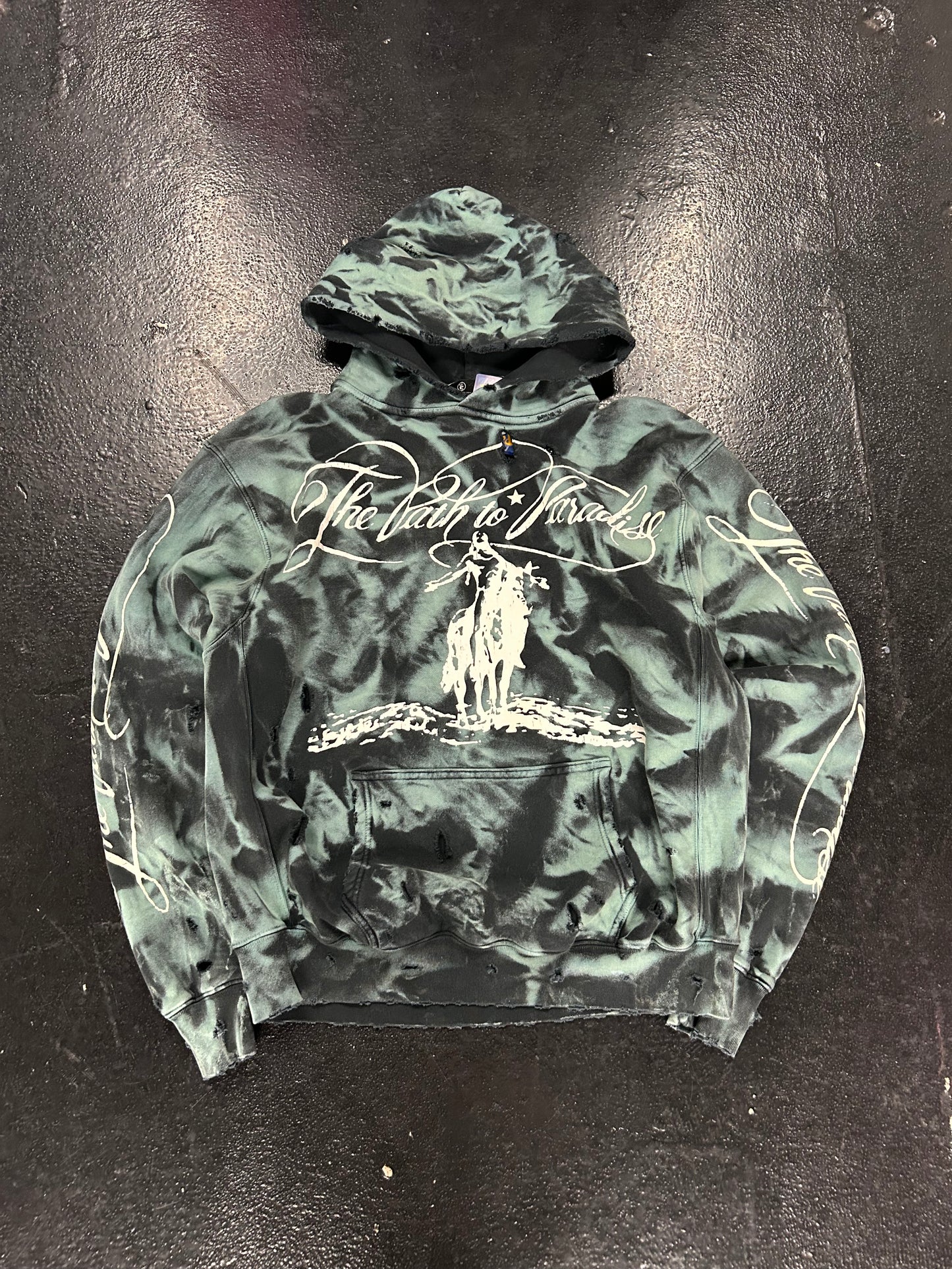 HELLSTAR GREEN MARBLE PATH TO PARADISE HOODIE (PRE-OWNED)