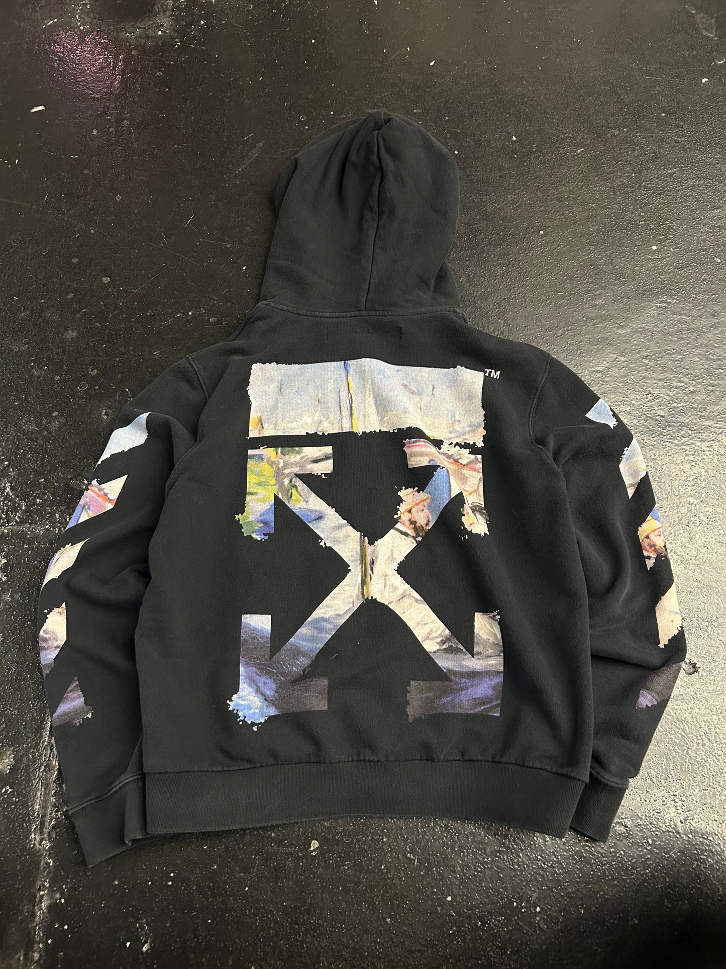 OFF-WHITE EDOUARD MANET FLOATING STUDIO ARROWS ZIP UP HOODIE (PRE-OWNED)