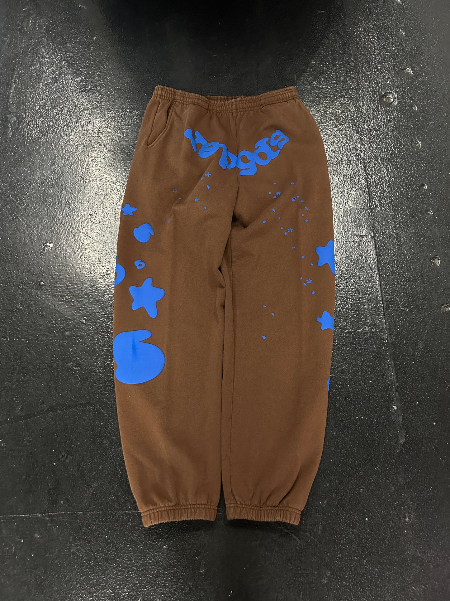 SP5DER BROWN/ BLUE CUFFED SWEATPANTS (PRE-OWNED)