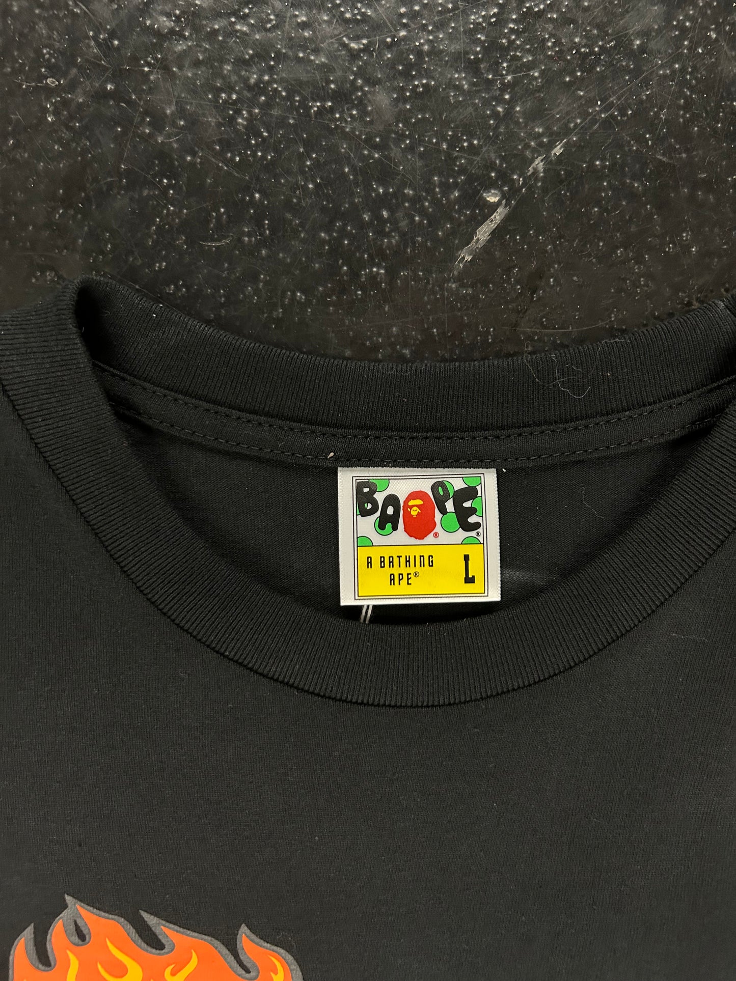 BAPE RED FLAMES BLACK TEE (BRAND NEW)