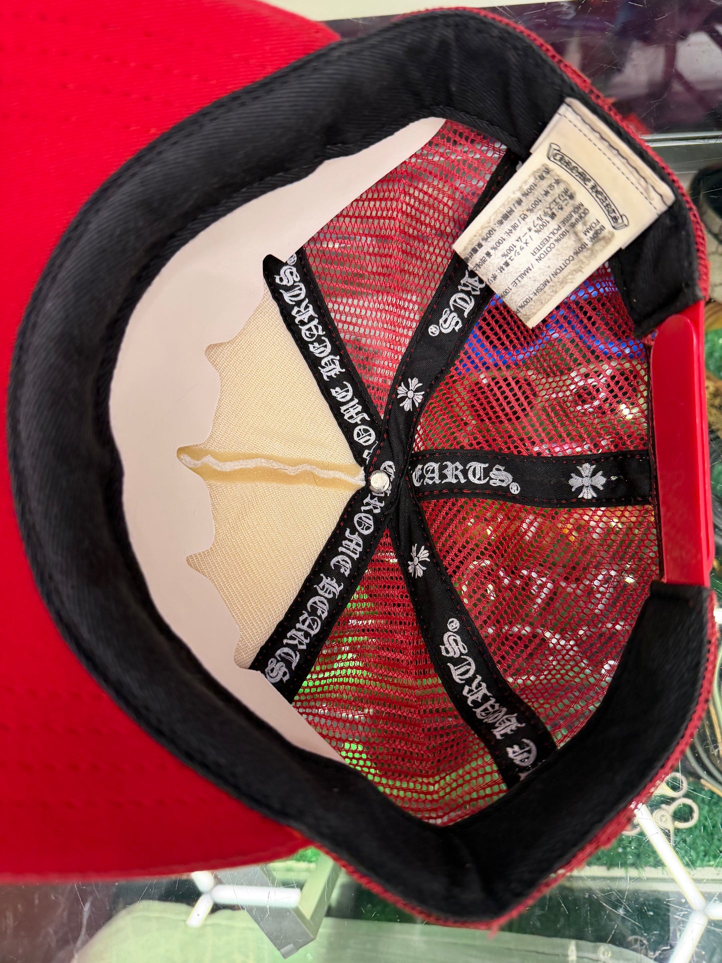 CHROME HEARTS RED F**K HOLLYWOOD TRUCKER HAT (PRE-OWNED)