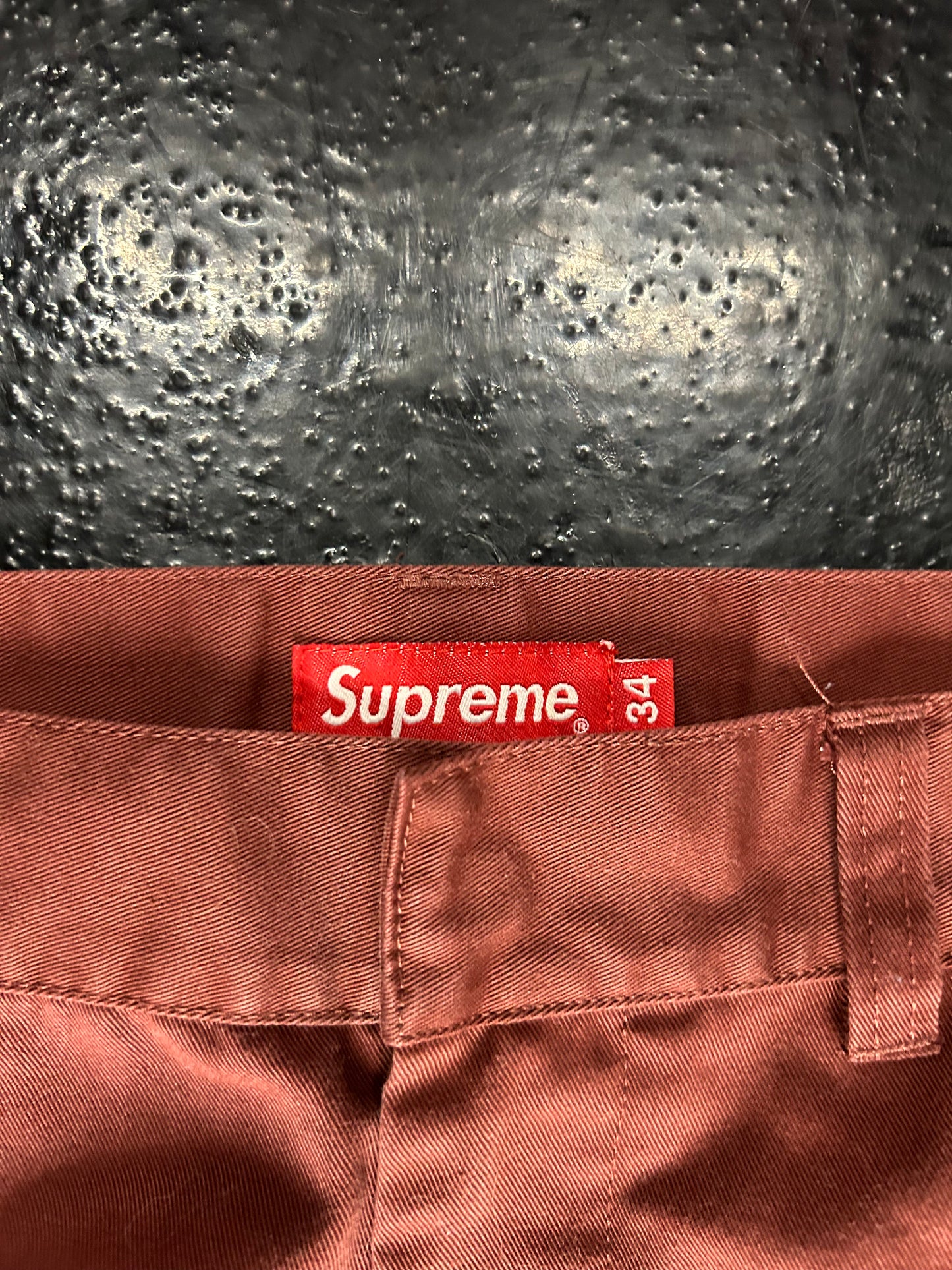 SUPREME BURGUNDY WORKWEAR PANTS (SIZE 34) (PRE OWNED)