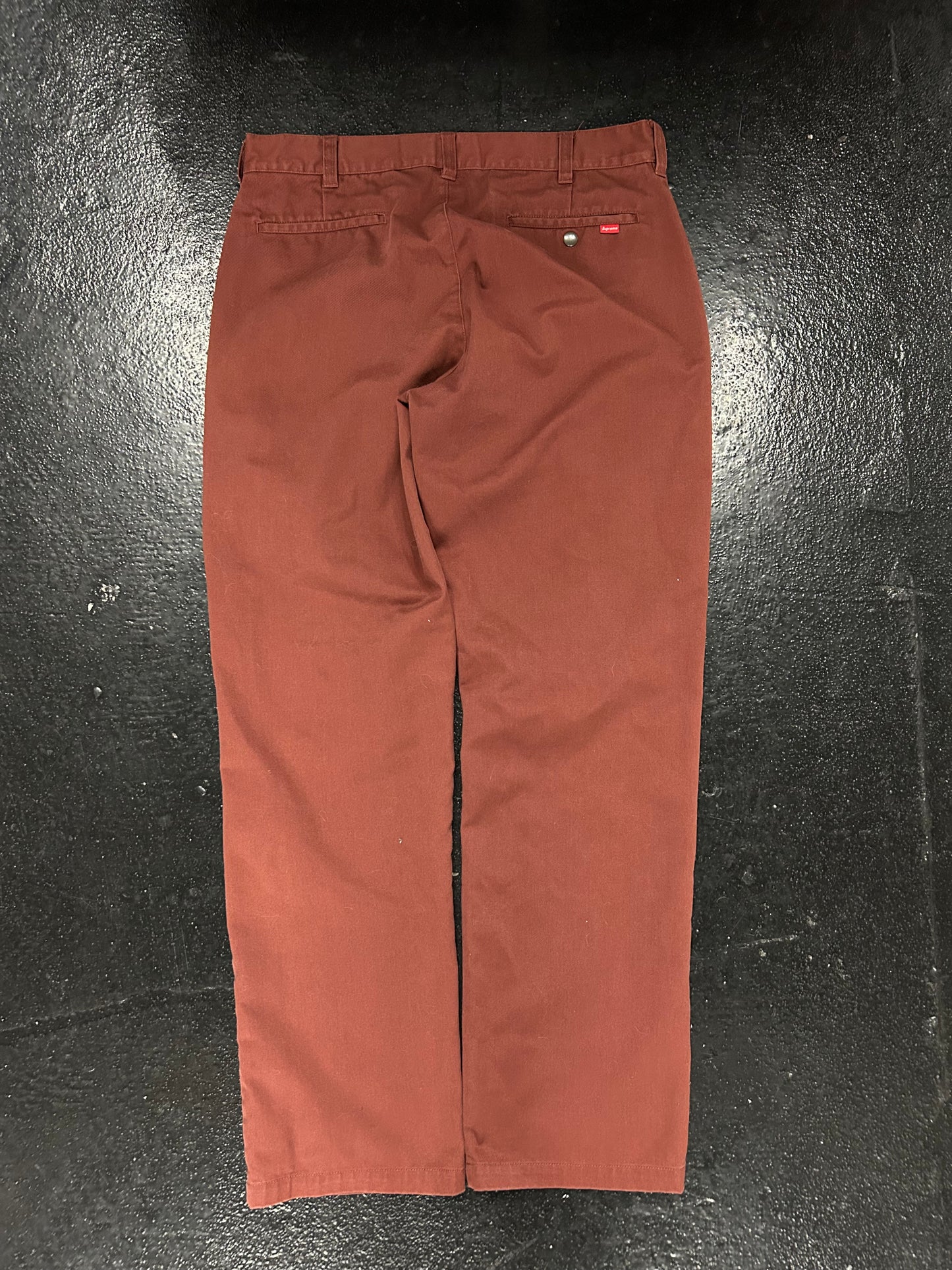 SUPREME BURGUNDY WORKWEAR PANTS (SIZE 34) (PRE OWNED)