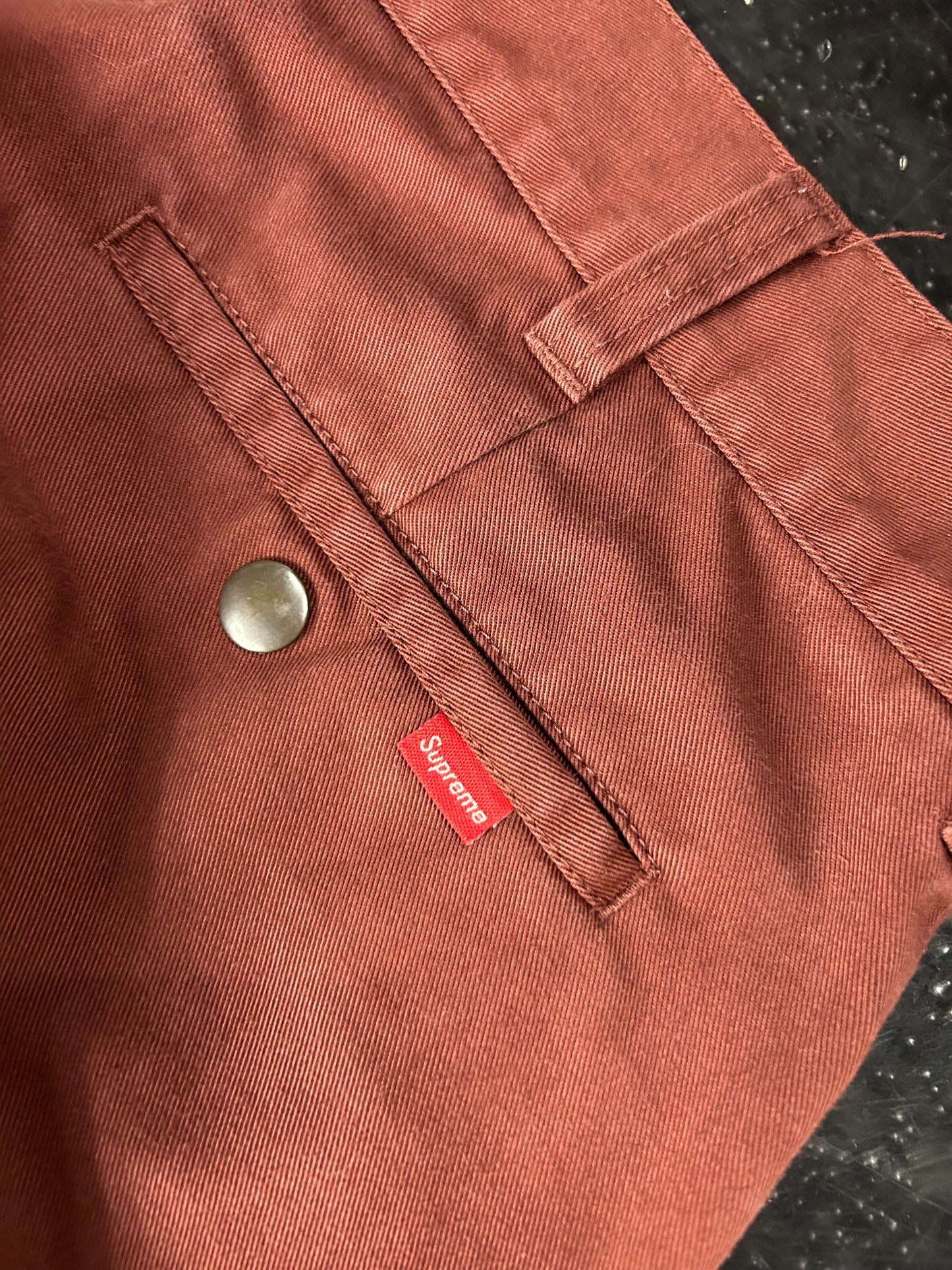 SUPREME BURGUNDY WORKWEAR PANTS (SIZE 34) (PRE OWNED)