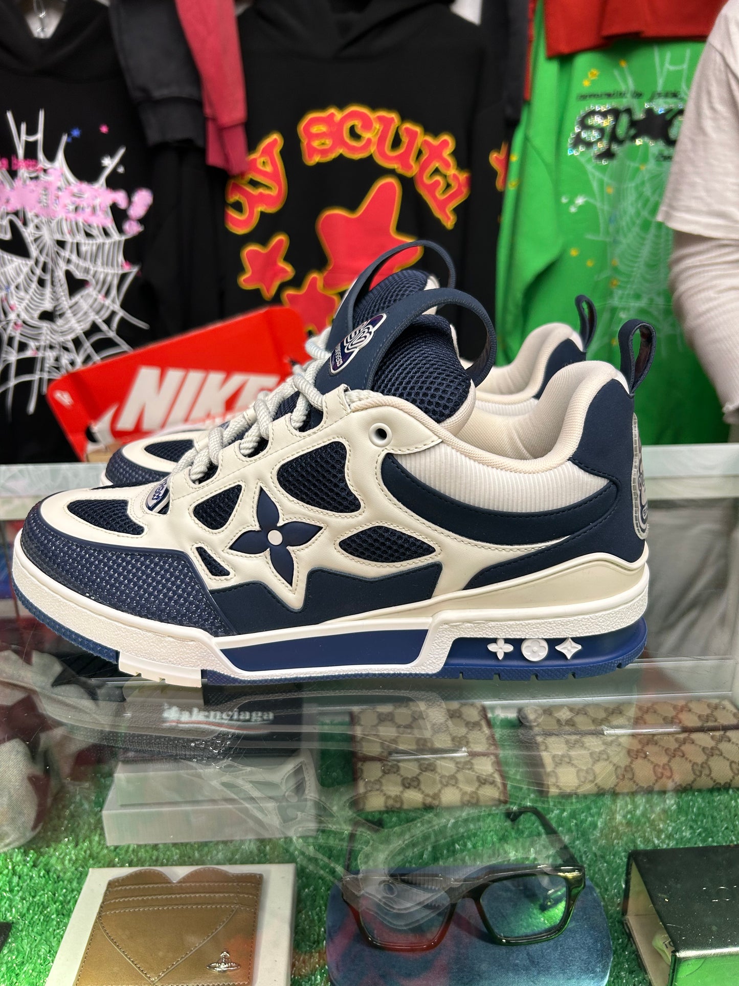 LOUIS VUITTON LV SKATE SNEAKER “MARINE WHITE” (PRE-OWNED W/ BOX) (LV 9)