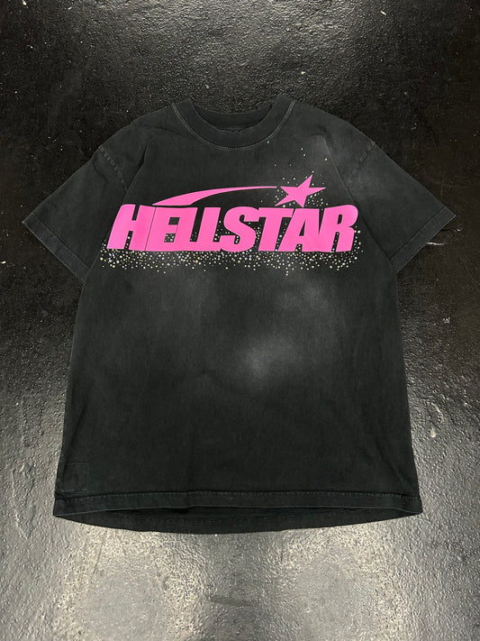 HELLSTAR RHINESTONE CLASSIC TEE “PINK/ BLACK” (PRE-OWNED)