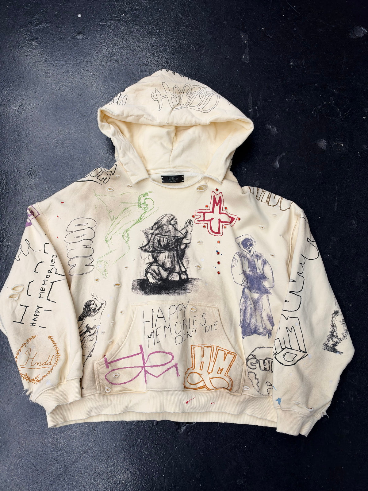 HMDD SKETCH HOODIE CREAM (PRE-OWNED)