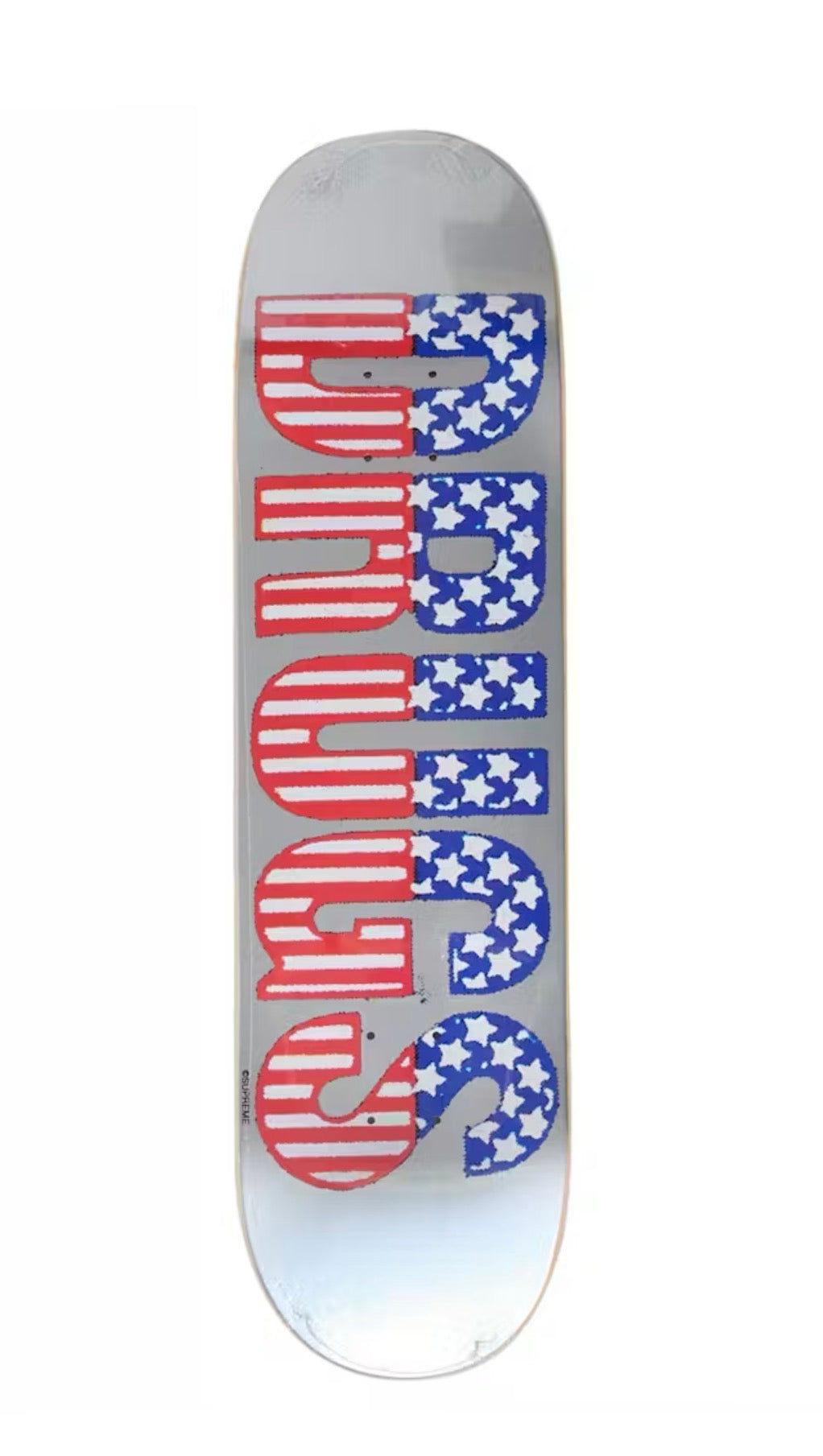 SUPREME DRUGS SILVER SKATEBOARD DECK (BRAND NEW)