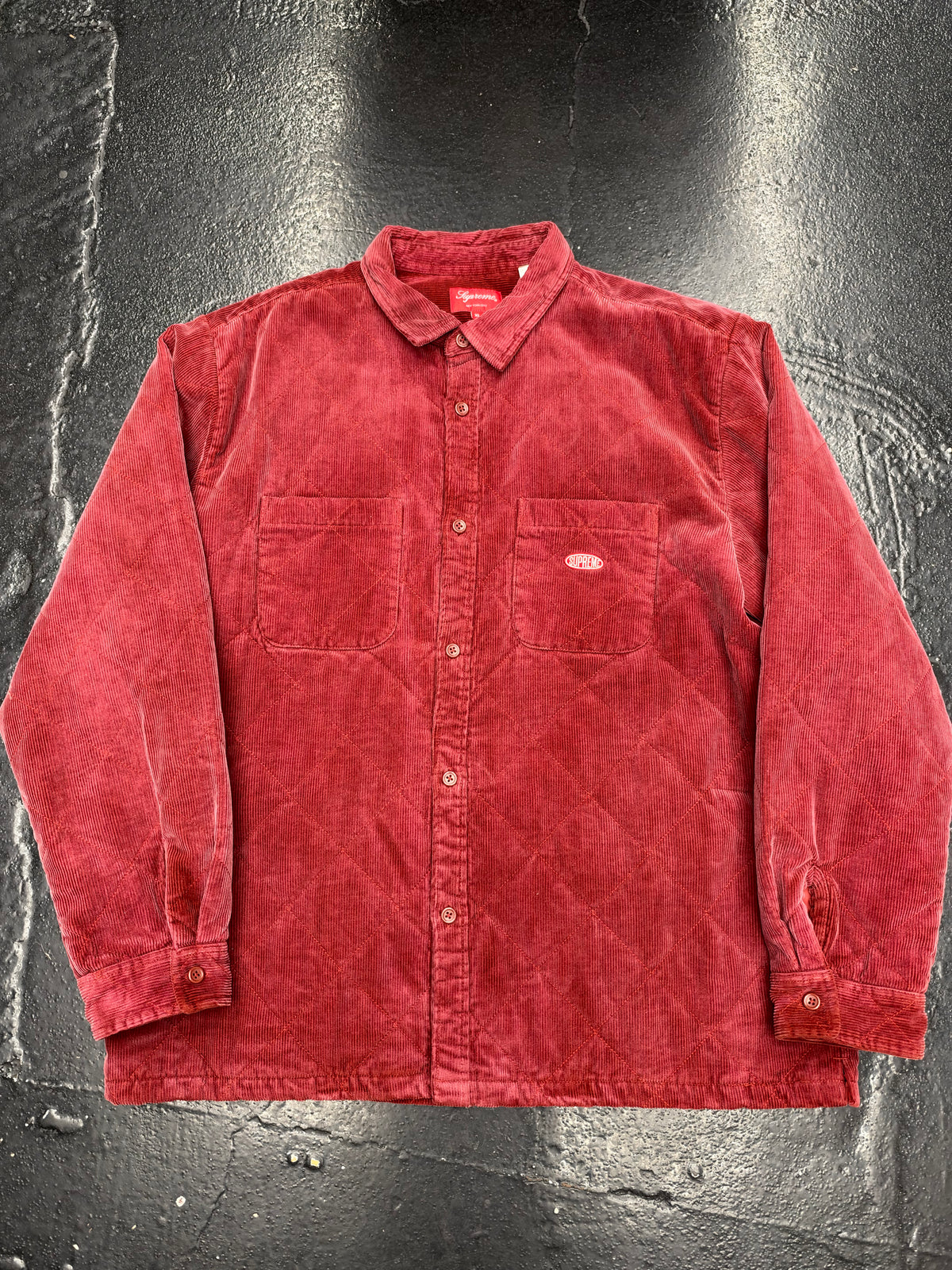 SUPREME QUILTED CORDUROY SHIRT RUST (PRE-OWNED)