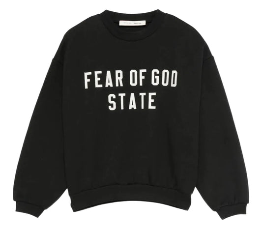 FEAR OF GOD ESSENTIALS BLACK 90S FIT FLEECE CREWNECK SWEATSHIRT (BRAND NEW)