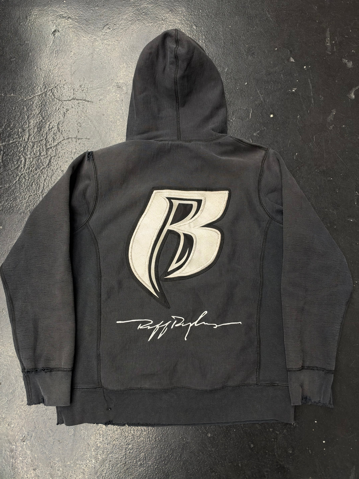 SUPREME RUFF RIDERS HOODIE BLACK THRASHED (PRE-OWNED)