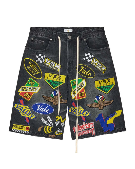 VALE VALLEY FOREVER BLACK PASSPORT DENIM JORTS (BRAND NEW)