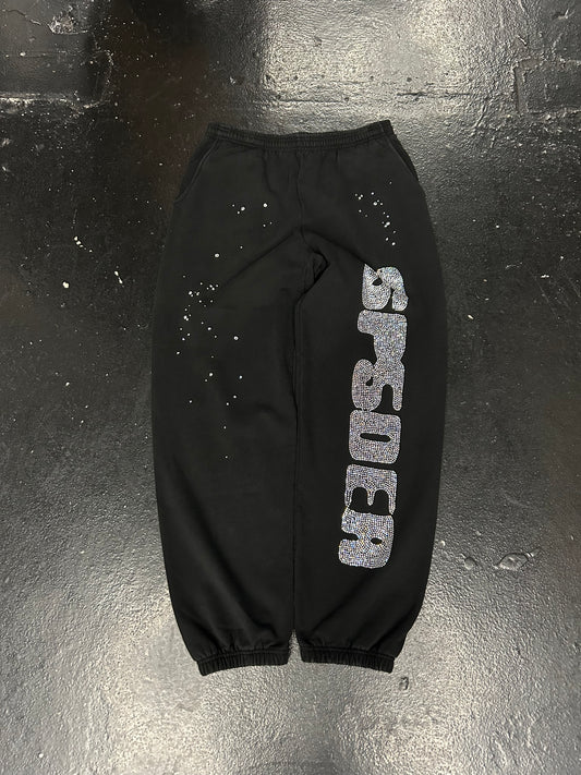 SP5DER RHINESTONE SILK SWEATPANTS (PRE-OWNED)