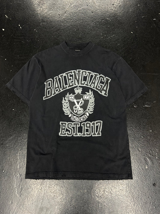 BALENCIAGA DIY COLLEGE BLACK TEE (PRE-OWNED)