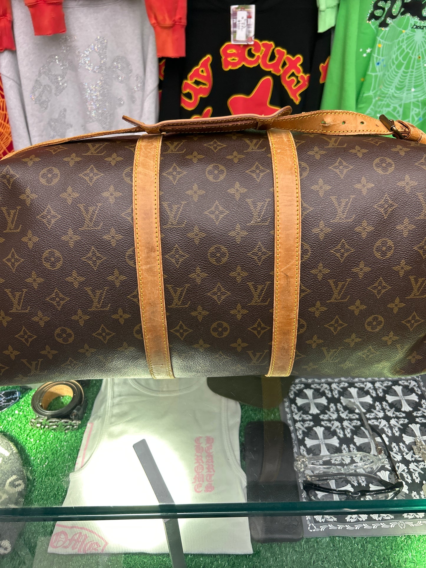 LOUIS VUITTON KEEP ALL 50 BANDOUILIERE W/STRAP MONOGRAM DUFFLE (PRE-OWNED)