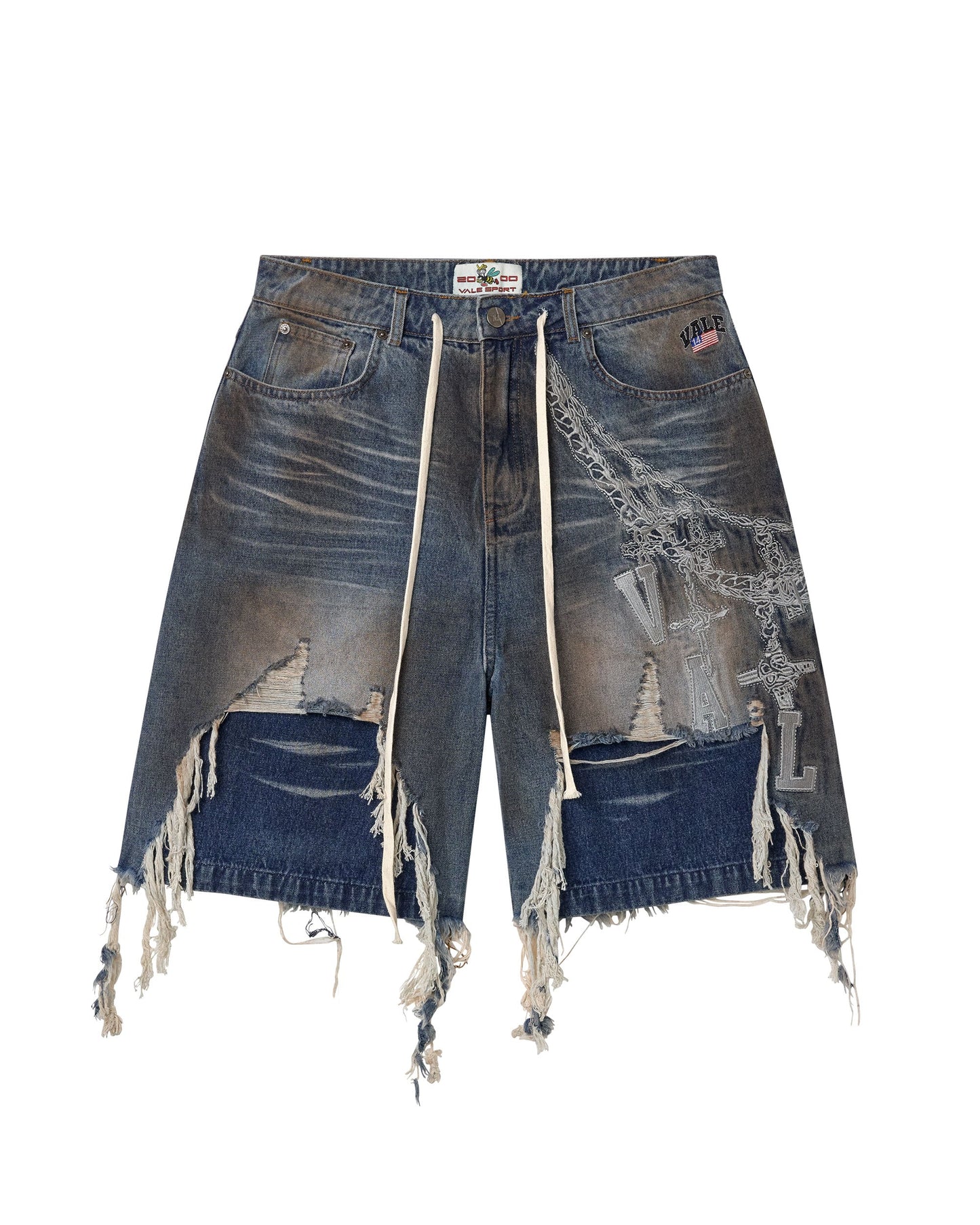 VALE FOREVER CHAIN JORTS “BLUE” (BRAND NEW)