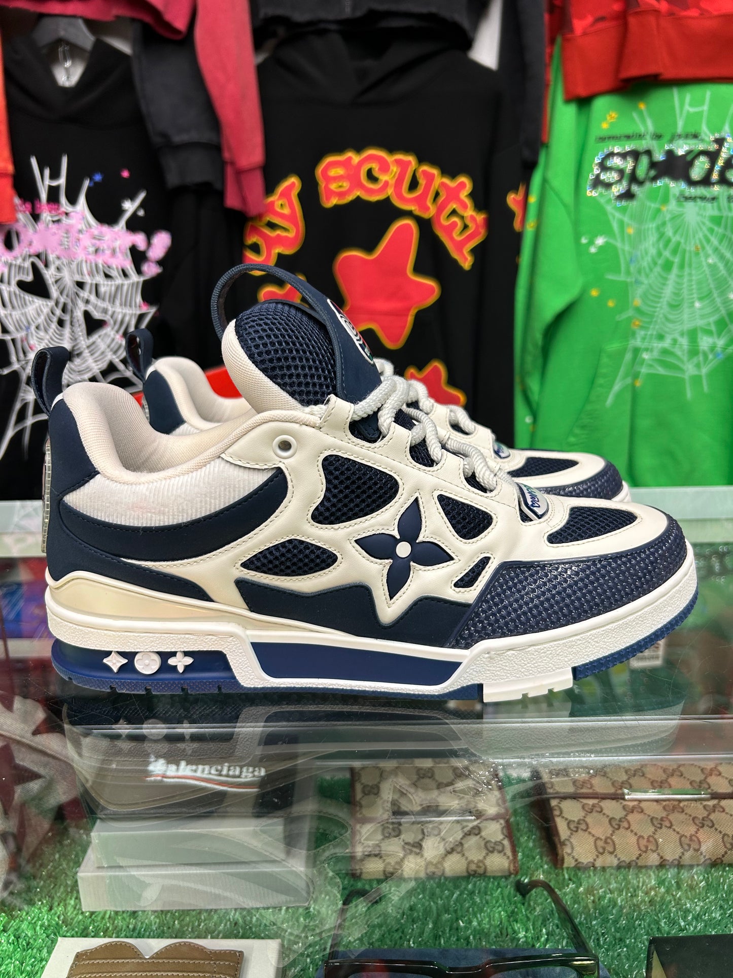 LOUIS VUITTON LV SKATE SNEAKER “MARINE WHITE” (PRE-OWNED W/ BOX) (LV 9)