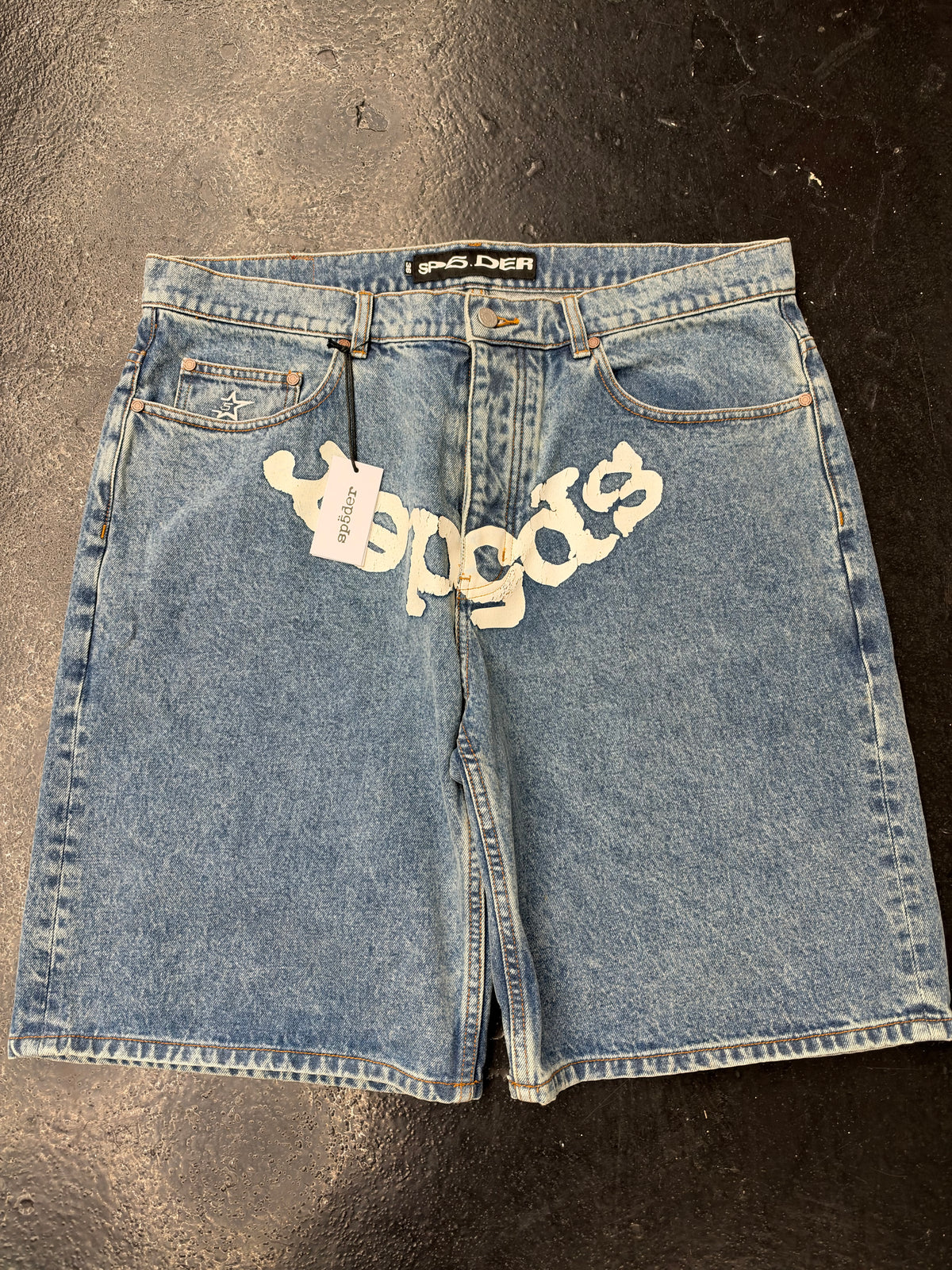 SP5DER OG LOGO DENIM SHORTS (BRAND NEW) (SIZE 36)