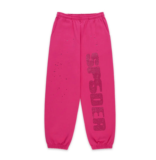 SP5DER RHINESTONE SILK SWEATPANTS (BRAND NEW)